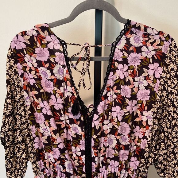 Jade by Johnny Was Pink and Black Floral V-Neck Flutter Sleeve Jumpsuit size S - Picture 6 of 9